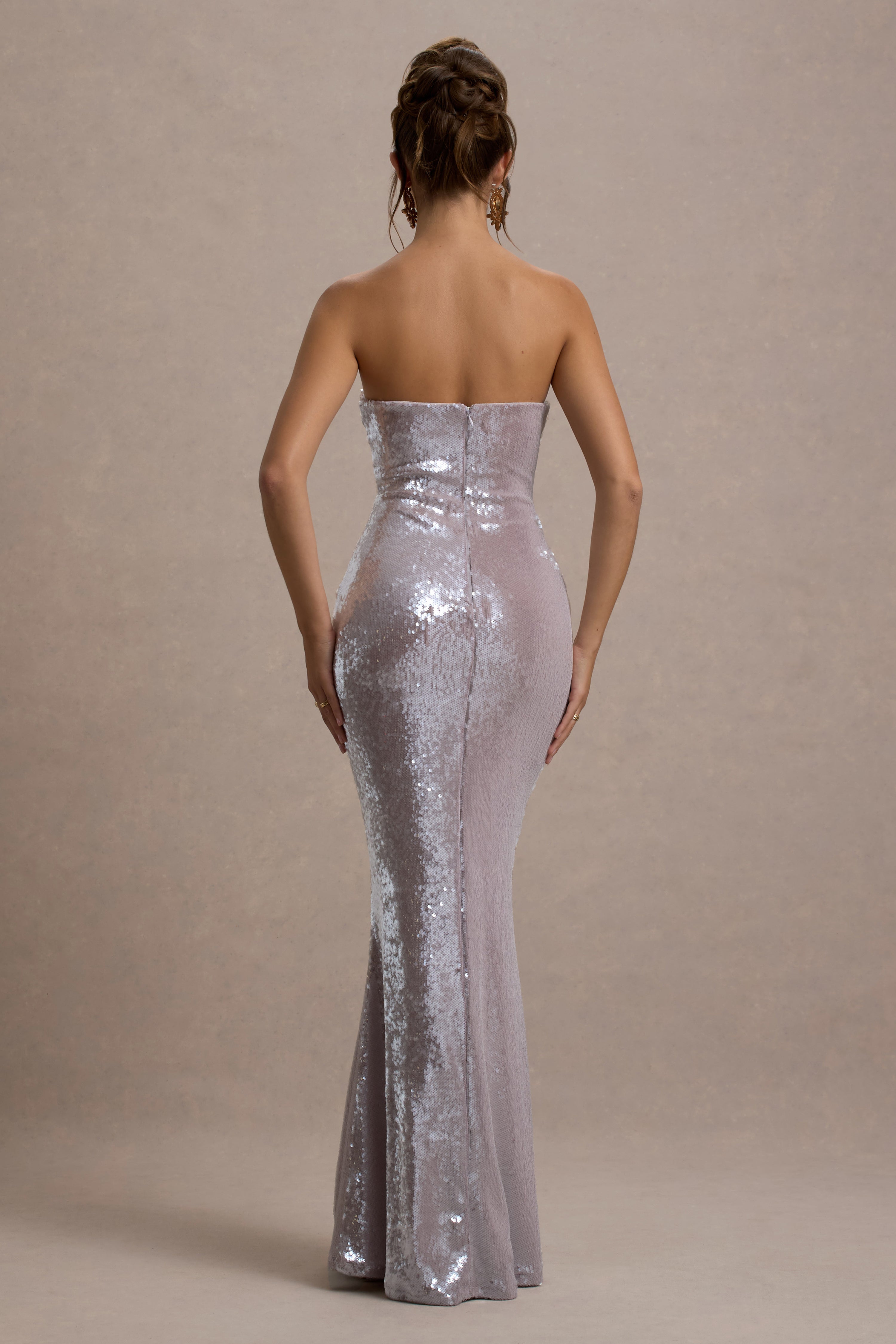 Moonstone | Lilac Sequin Bandeau Maxi Dress